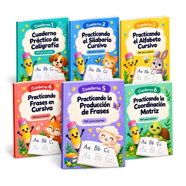 Colección completa de los 6 cuadernos de caligrafía